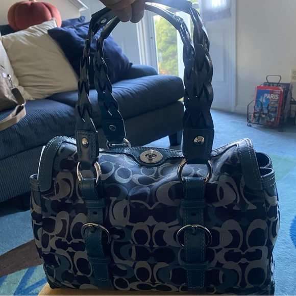 Coach Blue Denim Chelsea Optic Signature Jacquard Shoulder Bag & wallet - Picture 13 of 16